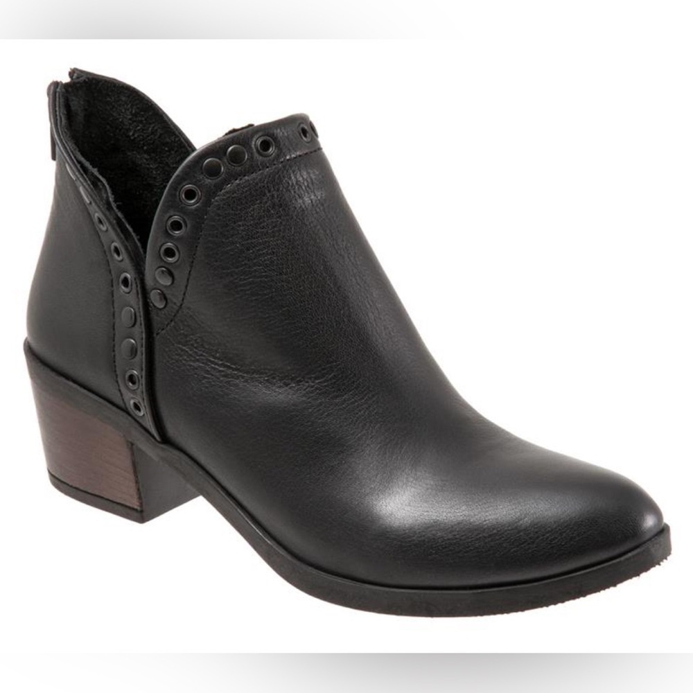 Bueno Womens Cora Black Nubuck Grommet Block Heel Ankle Boots Size 38 (US 7.5-8)